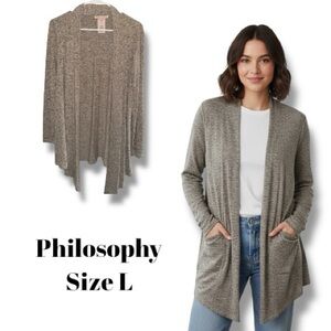 Philosophy (Anthropologie Exclusive) Sweater Cozy Chic Taupe Heather Cardigan L